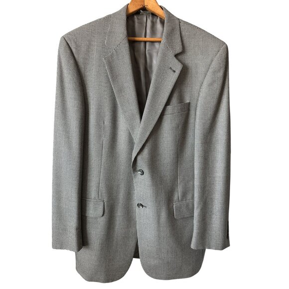 Jos. A. Bank Gordon Wool Black White Houndstooth Blazer 2-Button Lined Size 42L - Picture 1 of 7